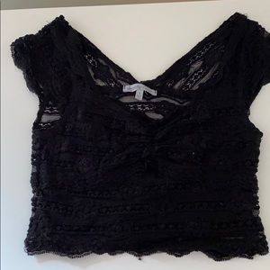 Charlotte Russe Cute Lacy Black Crop Top
